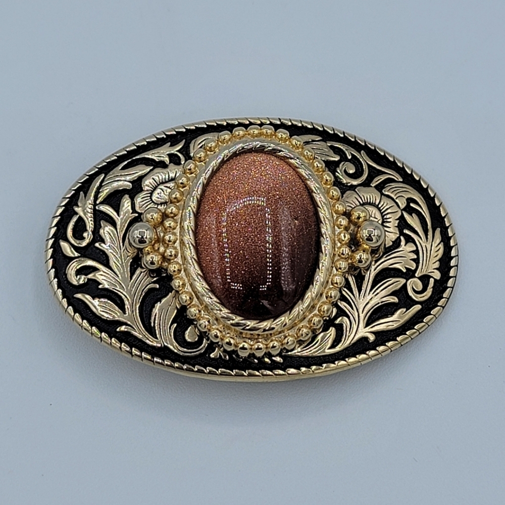 Vintage Belt Buckle With Goldstone Cabachon #1947